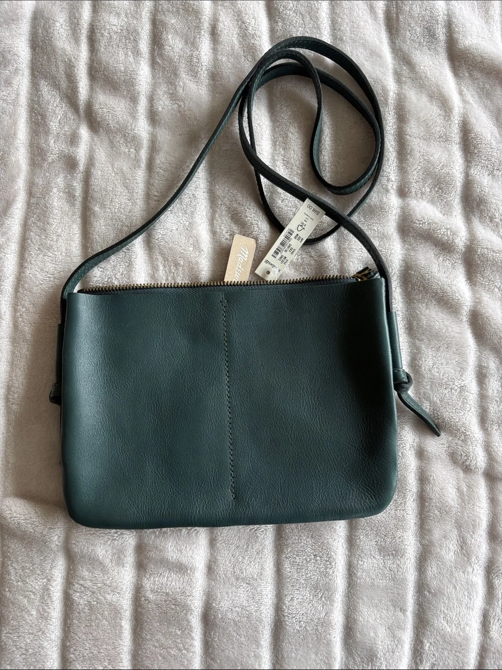 Madewell Knotted Crossbody Bag in Midnight Green Leather